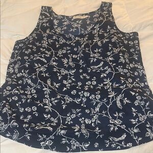 Faded Glory Blue and White Sleeveless Tank Top Relaxed Fit